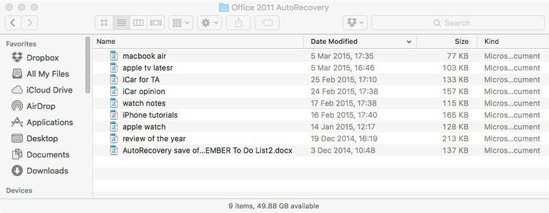word for mac 2011 temporary file location